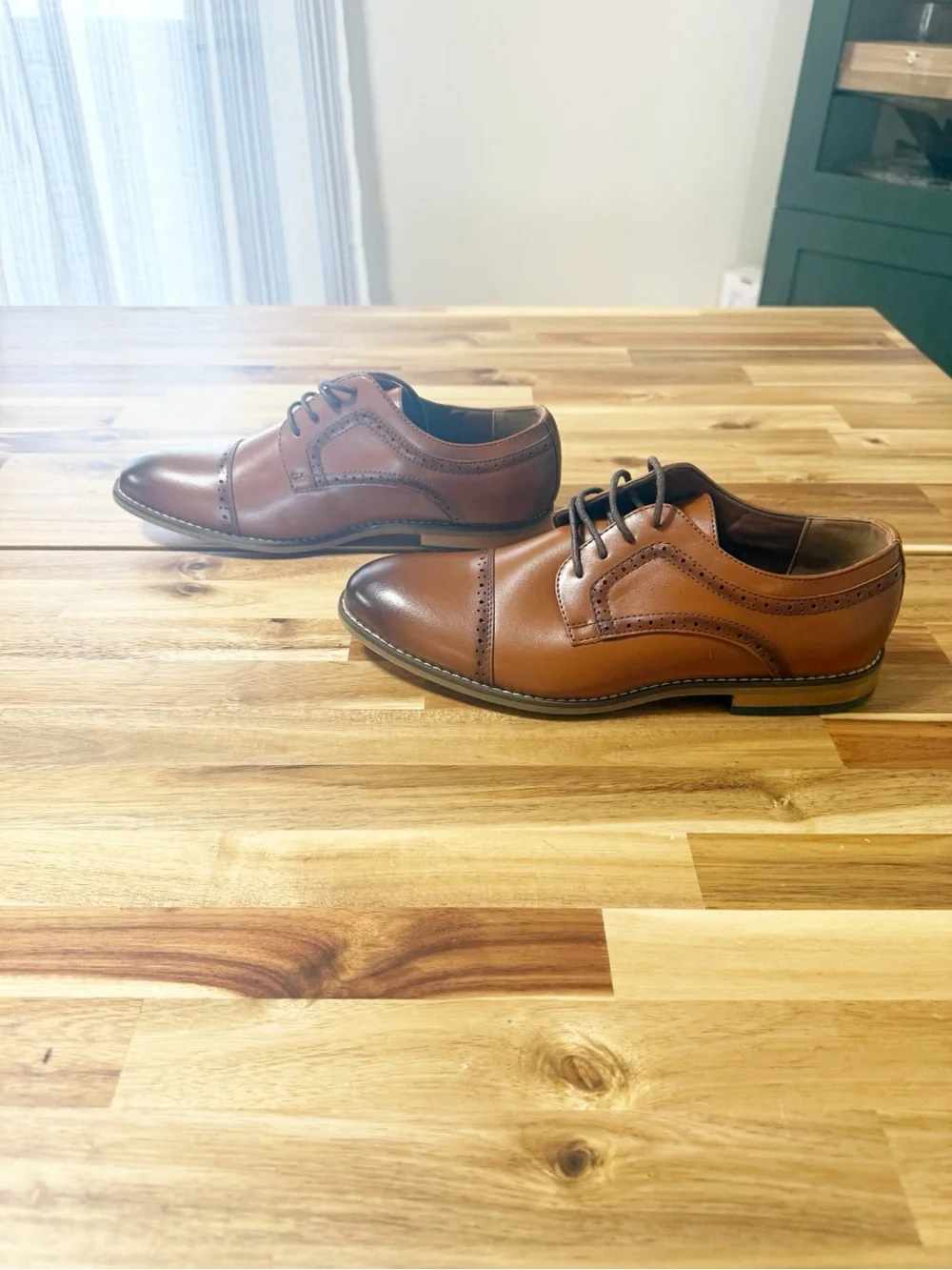 Stacy Adams Dickinson Cap Toe Oxford Loafers Leather Big Boys Kids Size 6 Cognac